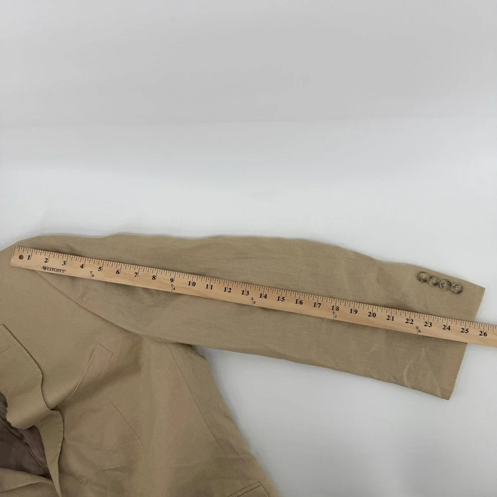 Pronto Uomo Platinum Blazer Mens 44 Long Tan 100% Linen Two Button Sport Coat